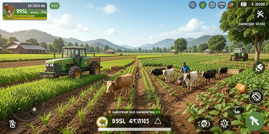 Gameplay seru 99SL dengan aktivitas bertani yang menyenangkan.