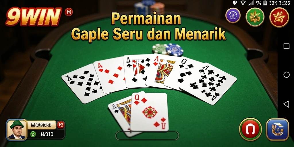 Screenshot gameplay Gaple di 9WIN dengan antarmuka yang menarik.