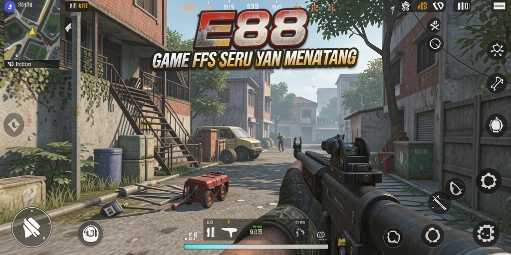 Tampilan gameplay intens dan menegangkan dalam E88.